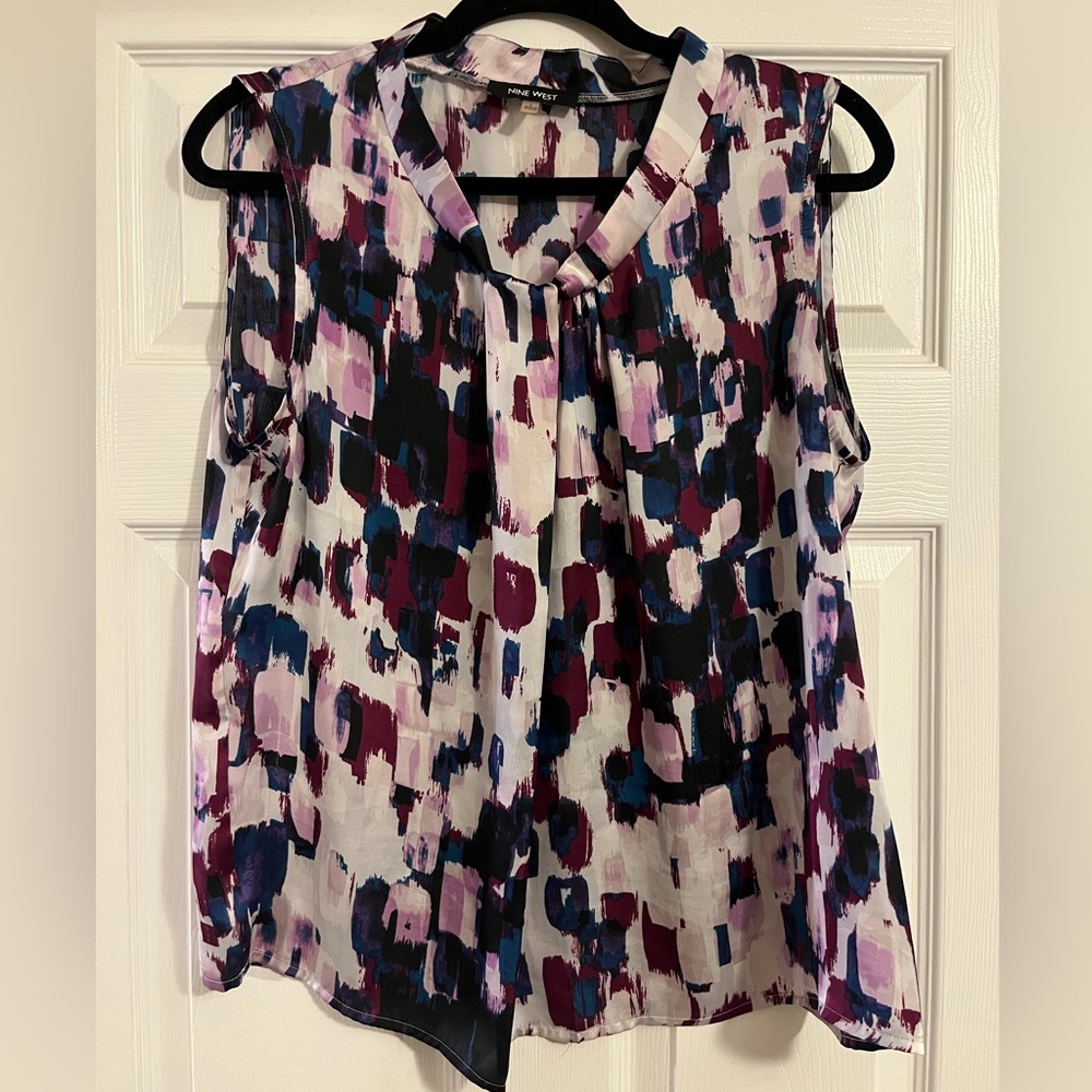 Nine West Multicolor Abstract Print Top